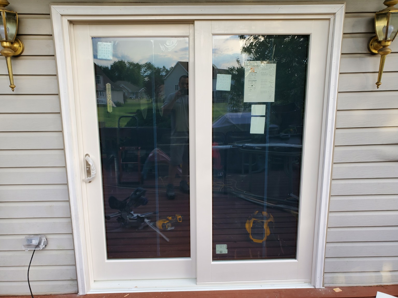 After: replacement white sliding patio door